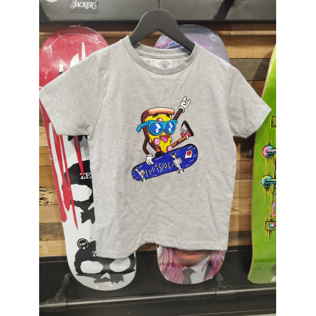 TSHIRT KID CUSTOM PIZZA GRIS