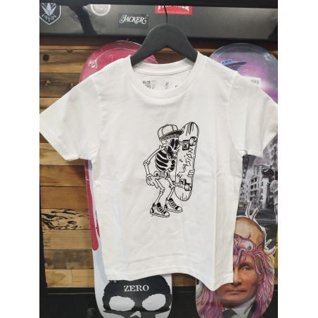 TSHIRT KID CUSTOM SKULL BLANC